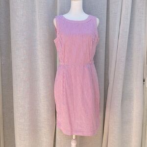 Brooks Brothers Pink/White Seersucker Sleeveless Sheath Dress Sz 6